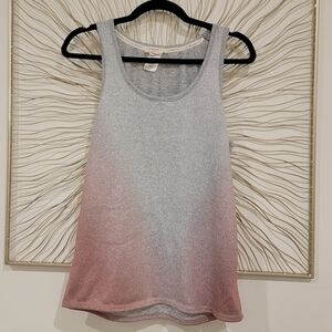 Lucky Brand Super Soft Pink Gray Ombre Knit Sweater Scoop Neck Tank Top Size XL